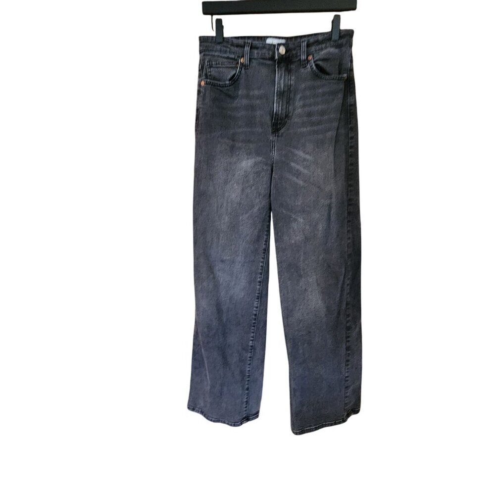 Forever 21 Womens Wide Leg Jeans Size 29 Black Denim